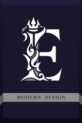 Elegant Capital letter E. Graceful Royal Style. Creative Calligraphic Beautiful Logo. Vintage Drawn Emblem for Book Design, Brand Name, Business Card, Restaurant, Boutique, Hotel. Vector illustration