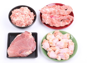 Raw Pork Ribs, Raw Shoulder Square and raw chicken wings 