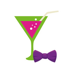 Isolated mardi gras cocktail and bowtie vector design