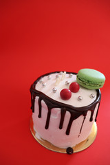 cake with cream and cherry