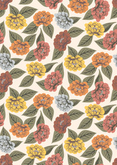 Into the meadow - retro floral seamless vector pattern.