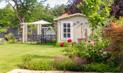 Typical English garden in summer