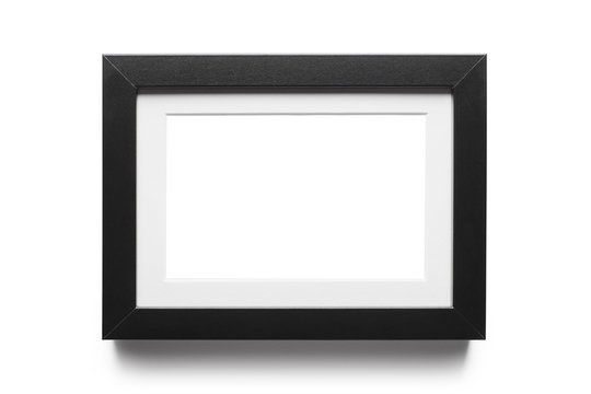Black horizontal empty frame, isolated on white background