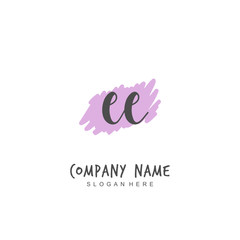 Handwritten initial letter E EE for identity and logo. Vector logo template with handwriting and signature style.