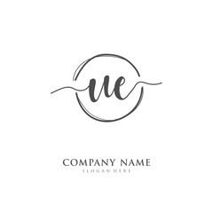  Handwritten initial letter U E UE for identity and logo. Vector logo template with handwriting and signature style.