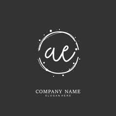  Handwritten initial letter A E AE for identity and logo. Vector logo template with handwriting and signature style.