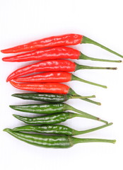 Hot chilli or chilli peppers isolated on white background 