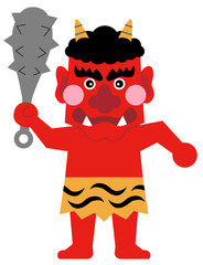 鬼　赤鬼　白背景