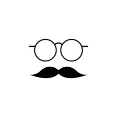 Mustache flat icon. Mustache web icon. Monochrome mustache isolated on background