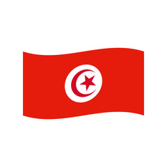 Flag of Tunisia flat vector icon isolated on a white background.