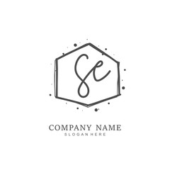 Handwritten initial letter S E SE for identity and logo. Vector logo template with handwriting and signature style.