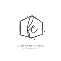Handwritten initial letter F E FE for identity and logo. Vector logo template with handwriting and signature style.