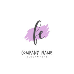 Handwritten initial letter F E FE for identity and logo. Vector logo template with handwriting and signature style.