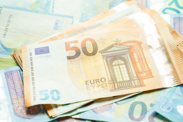 Various value of euro money business finance background