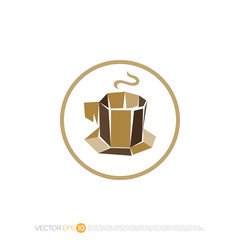 Pictograph of mug coffee or tea cup in circle ring for template logo, icon, identity vector designs, and graphic resources.