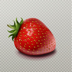 Strawberry with green leaf isolated on transparent background