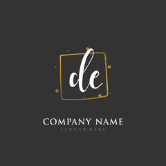 Handwritten initial letter D E DE for identity and logo. Vector logo template with handwriting and signature style.