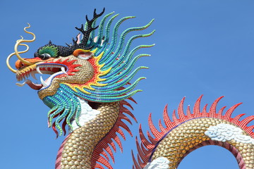 Chinese Dragon statue, Nakornsawan Park, Thailand. 