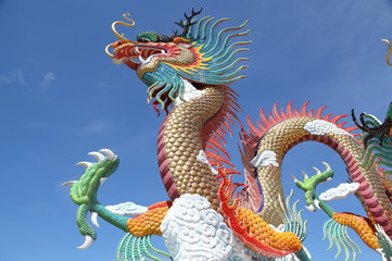 Chinese Dragon statue, Nakornsawan Park, Thailand. 