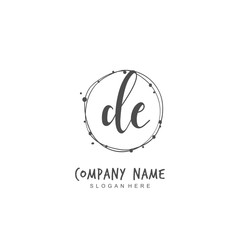 Handwritten initial letter D E DE for identity and logo. Vector logo template with handwriting and signature style.
