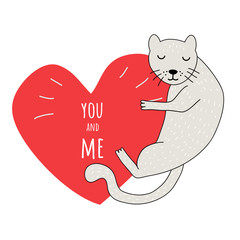 cat keeps heart happy Valentine's day - 315677044