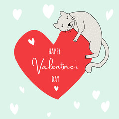 cat keeps heart happy Valentine's day - 315677078