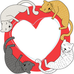 cat keeps heart happy Valentine's day - 315677086