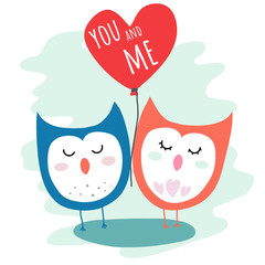 lovelorn owls on Valentine's day holiday - 315677222