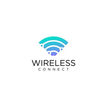Clean logo design of wireless or signal setting with white and blue background - EPS10 - Vector.