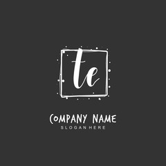 Handwritten initial letter T E TE for identity and logo. Vector logo template with handwriting and signature style.