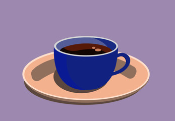 Blue cup of black coffee