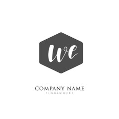 Handwritten initial letter W E WE for identity and logo. Vector logo template with handwriting and signature style.