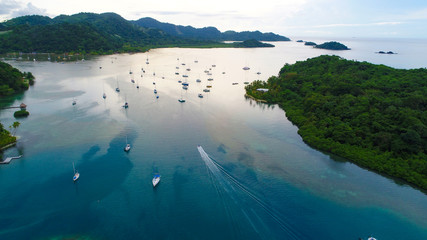 Aerial view to Caribbean in Panama close to Portobelo