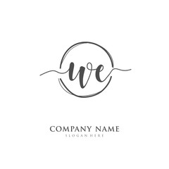 Handwritten initial letter W E WE for identity and logo. Vector logo template with handwriting and signature style.