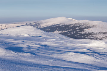 Landscape of the Giant mountains (Krkonose) in winter