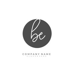 Handwritten initial letter B E BE for identity and logo. Vector logo template with handwriting and signature style.