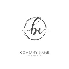 Handwritten initial letter B E BE for identity and logo. Vector logo template with handwriting and signature style.