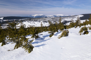 Landscape of the Giant mountains (Krkonose) in winter