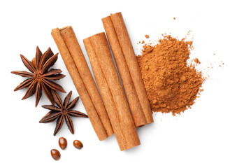 Cinnamon Sticks Cinnamon Powder Pile Anise Stars