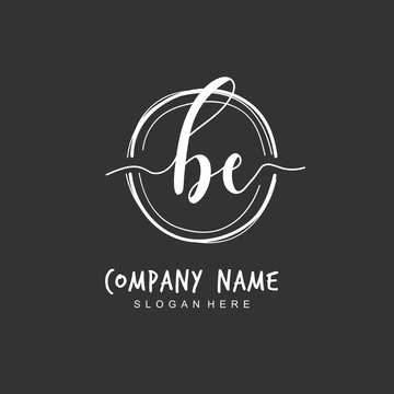 Handwritten initial letter B E BE for identity and logo. Vector logo template with handwriting and signature style.