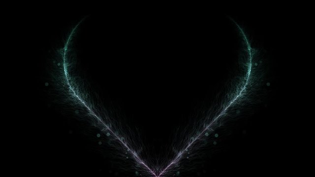 Beautiful heart shape animation with particle effect glowing on dark background in 4k resolution