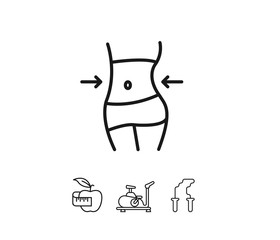 woman's waist line icon, flat design best vector icon