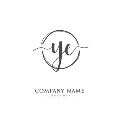 Handwritten initial letter Y E YE for identity and logo. Vector logo template with handwriting and signature style.