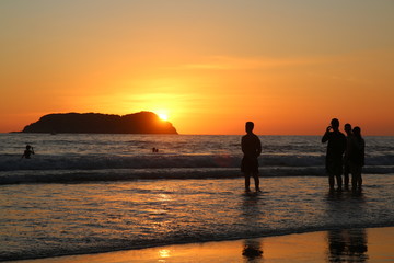 Sunset of beach in Manuel Antonio National Park, Costa Rica. 