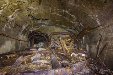 Underground gold mine shaft tunnel collapsed