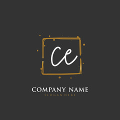 Handwritten initial letter C E CE for identity and logo. Vector logo template with handwriting and signature style.