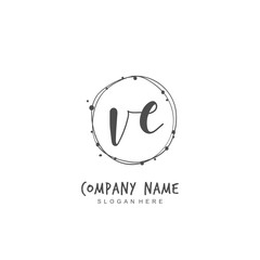 Handwritten initial letter V E VE for identity and logo. Vector logo template with handwriting and signature style.