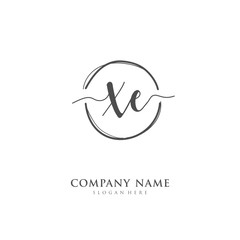 Handwritten initial letter X E XE for identity and logo. Vector logo template with handwriting and signature style.