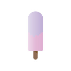 Purple melting ice-cream  flat vector illustration isolated on a white background.