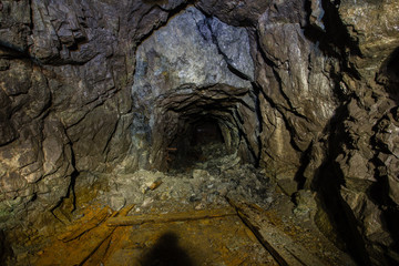 Underground gold mine shaft tunnel drift collapsed